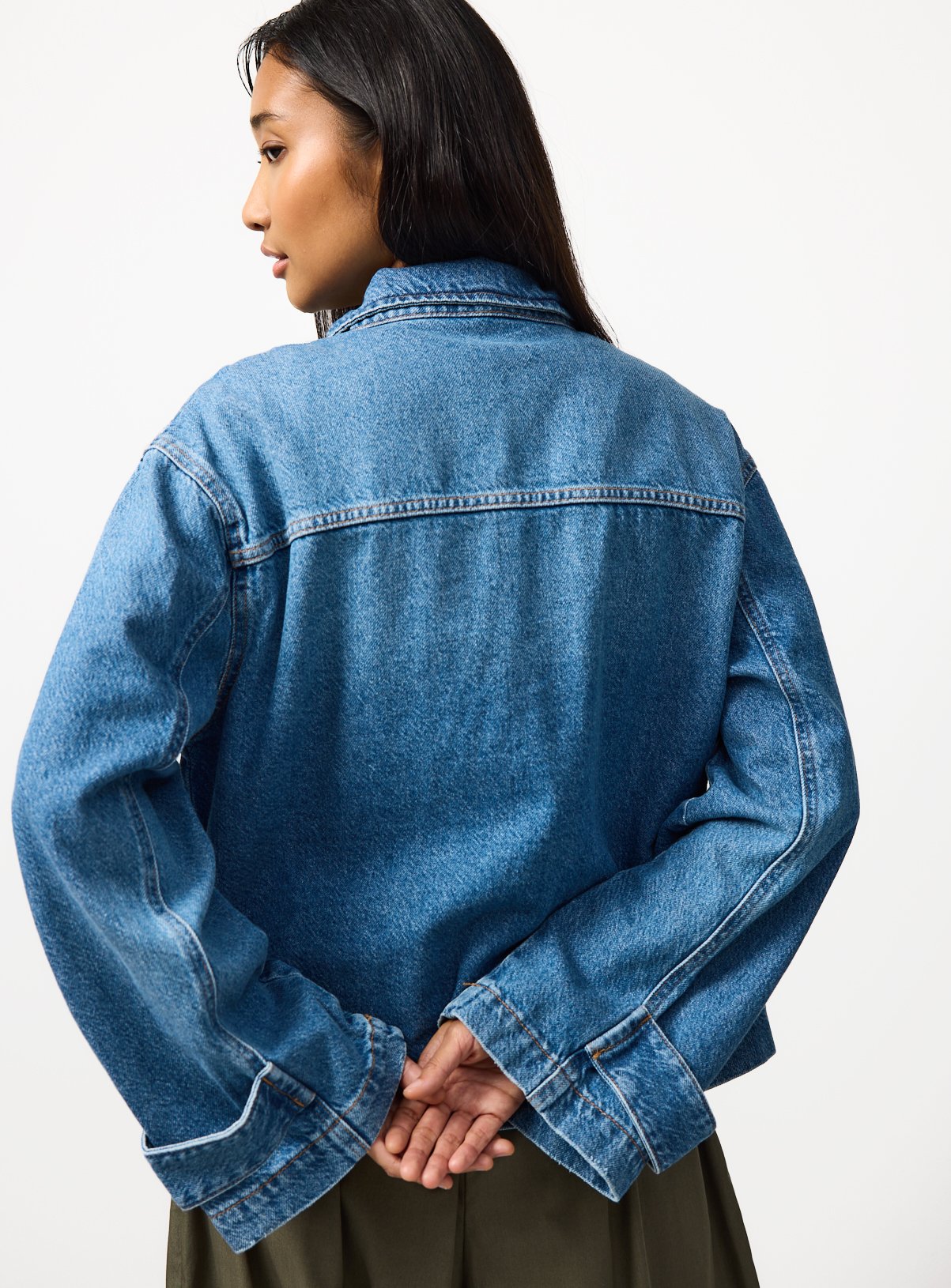 Mid Wash Denim Funnel Neck Jacket 6 - Image 4 thumbnail